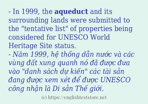 aqueduct các ví dụ và câu điển hình aqueduct các ví dụ và câu điển hình