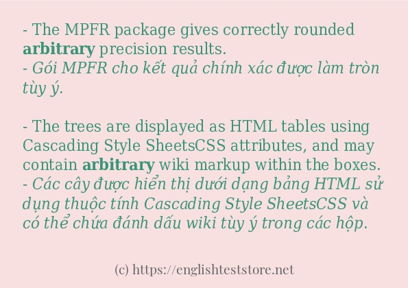arbitrary áp dụng trong câu và ví dụ