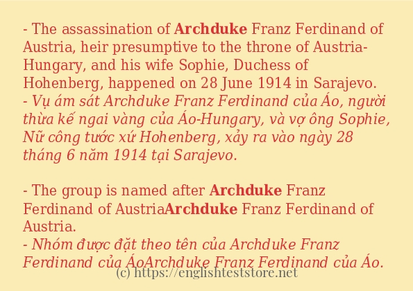 archduke câu ví dụ và cách sử dụng