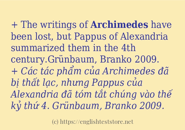 archimedes ví dụ và cách sử dụng trong câu