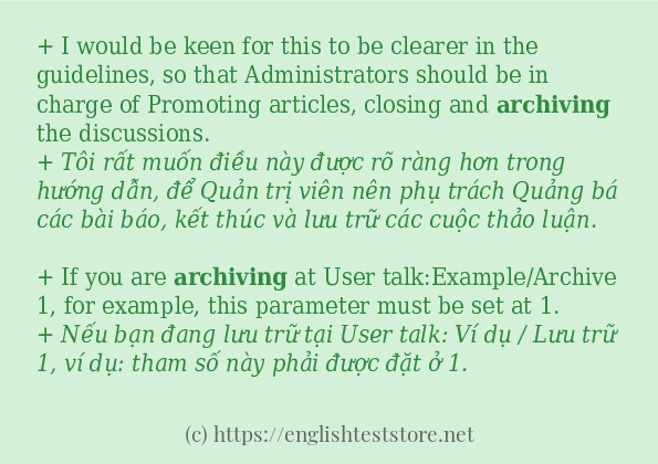 archiving câu ví dụ và cách sử dụng