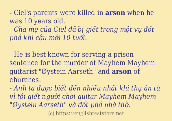 arson câu ví dụ và cách sử dụng