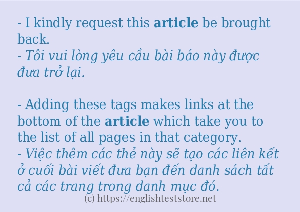 article sử dụng thực tế trong câu