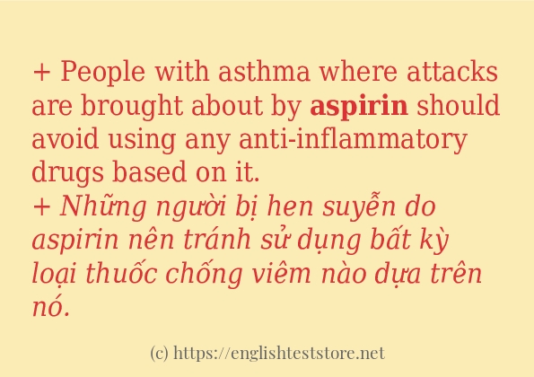 aspirin cách dùng và câu ví dụ