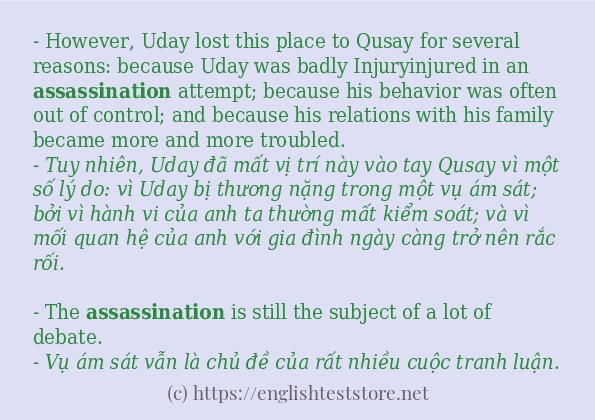 assassination các cách dùng và câu ví dụ