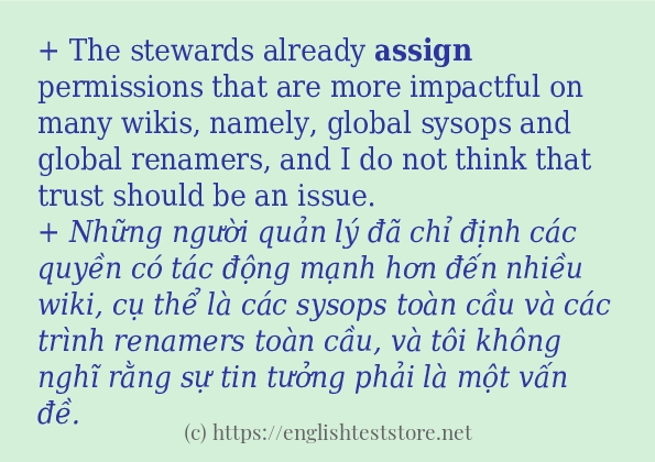 assign sử dụng thực tế trong câu assign sử dụng thực tế trong câu