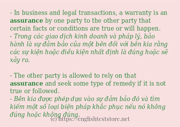 assurance câu ví dụ và cách sử dụng