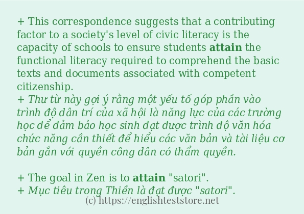 attain câu ví dụ và cách dùng