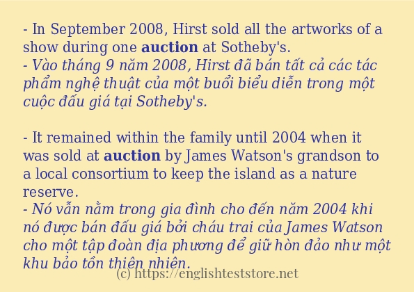auction cách sử dụng trong câu và ví dụ