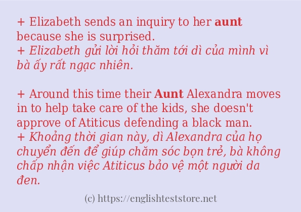 aunt cách dùng trong câu và ví dụ
