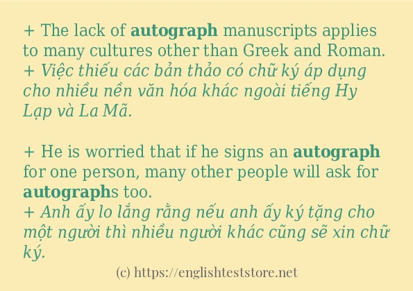 autograph cách dùng và câu ví dụ