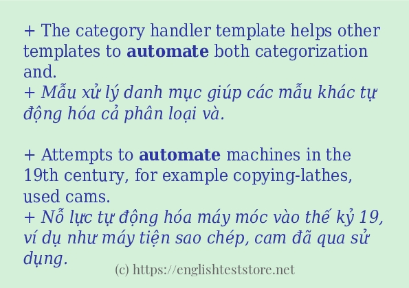 automate áp dụng trong câu và ví dụ
