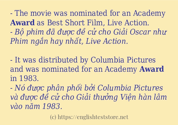 award sử dụng như thế nào và câu ví dụ award sử dụng như thế nào và câu ví dụ