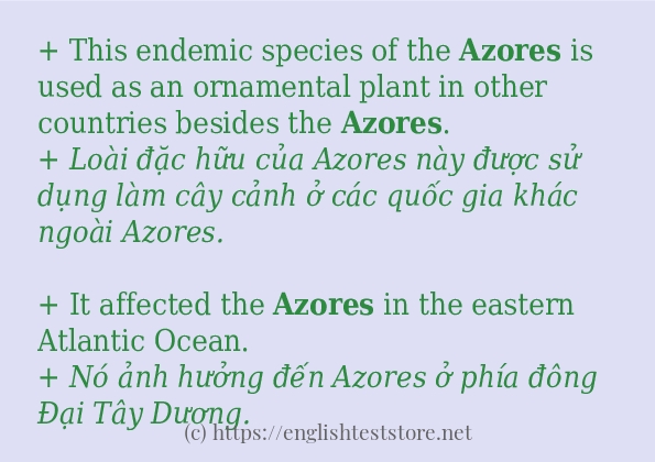 azores sử dụng như thế nào và câu ví dụ