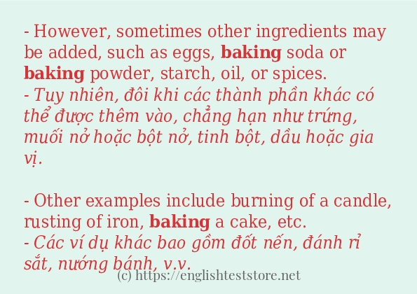 baking cách sử dụng trong câu và ví dụ