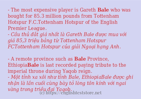 bale áp dụng trong câu và ví dụ