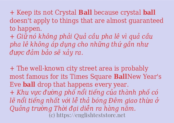 ball các ví dụ và câu điển hình
