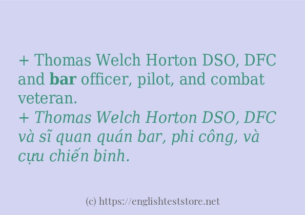bar cách sử dụng và câu ví dụ