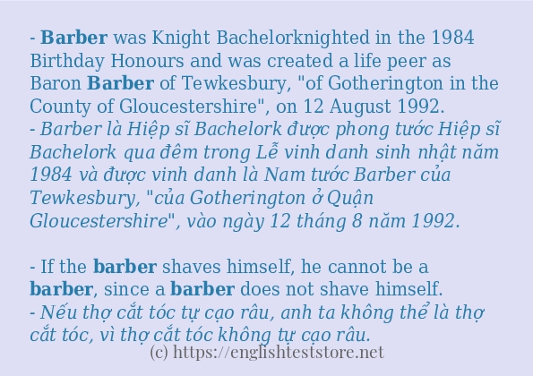 barber câu ví dụ về cách dùng barber câu ví dụ về cách dùng