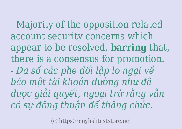 barring cách dùng và câu ví dụ