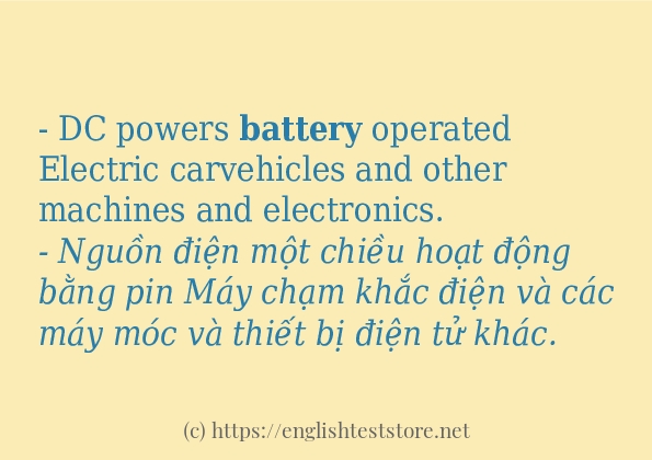 battery cách dùng và ví dụ trong câu