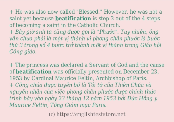 beatification sử dụng thực tế trong câu