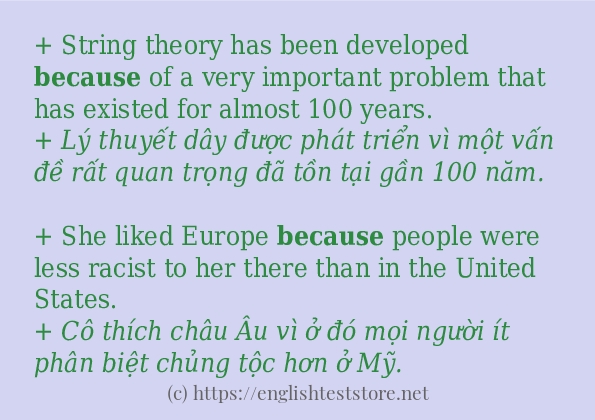 because cách dùng và câu ví dụ