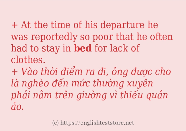 bed cách sử dụng và câu ví dụ