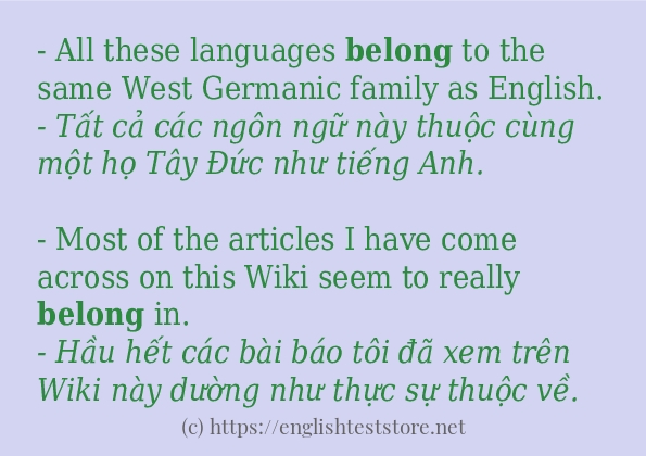 belong cách dùng trong câu và ví dụ