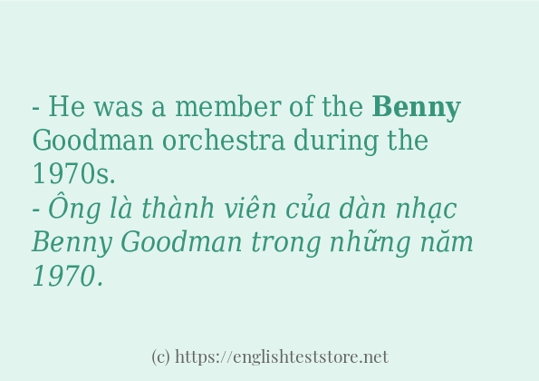 benny ví dụ và cách sử dụng trong câu