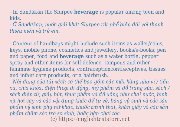 beverage cách dùng và ví dụ trong câu