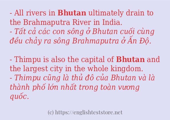 bhutan cách dùng và câu ví dụ