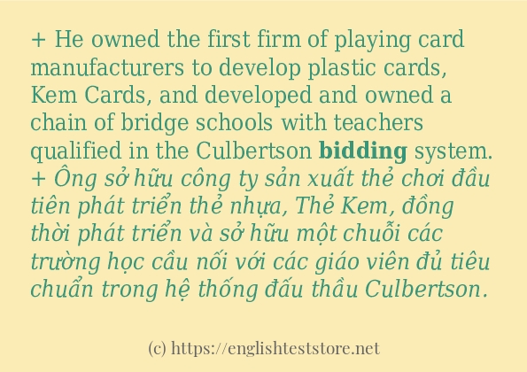 bidding cách sử dụng và câu ví dụ