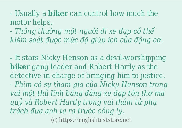 biker sử dụng như thế nào và câu ví dụ