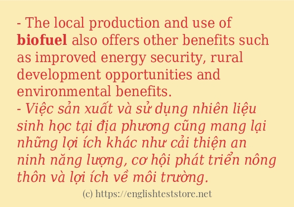 biofuel câu ví dụ và cách dùng