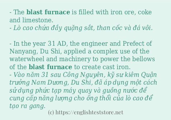 blast furnace áp dụng trong câu và ví dụ