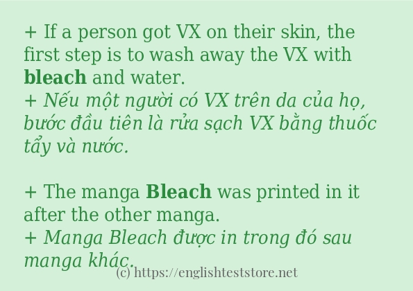 bleach cách sử dụng trong câu và ví dụ