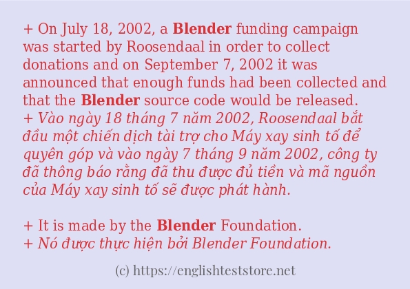 blender các ví dụ và câu điển hình