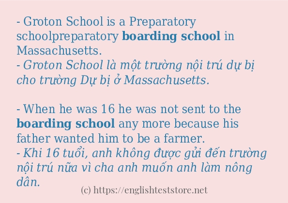 boarding school câu ví dụ và cách dùng