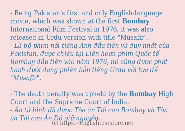 bombay cách sử dụng và câu ví dụ