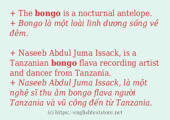 bongo câu ví dụ về cách dùng
