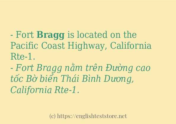 bragg ví dụ và cách sử dụng trong câu