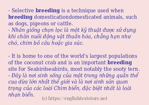 breeding ví dụ cách dùng trong câu