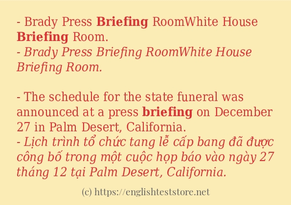 briefing sử dụng như thế nào và câu ví dụ