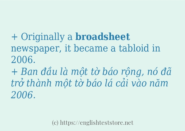 broadsheet ví dụ cách dùng trong câu
