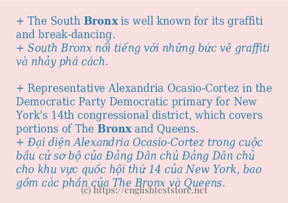 bronx các ví dụ và câu điển hình