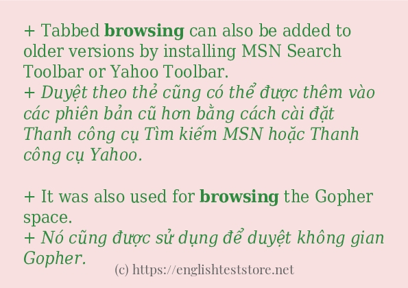 browsing cách sử dụng và câu ví dụ