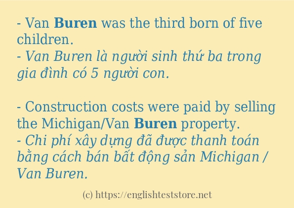 buren cách sử dụng trong câu và ví dụ