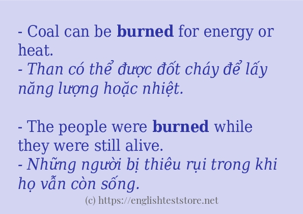 burned cách dùng và câu ví dụ