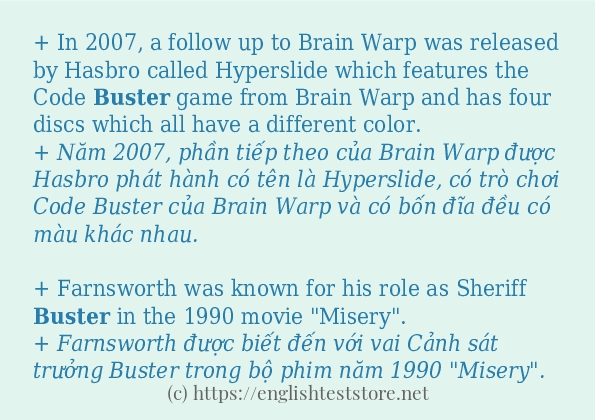 buster áp dụng trong câu và ví dụ